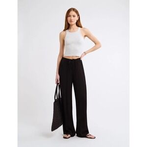 Rumored Cape Pant Black Silky Wide Leg Flowy Relaxed Fit High Waist Large‎ Chic